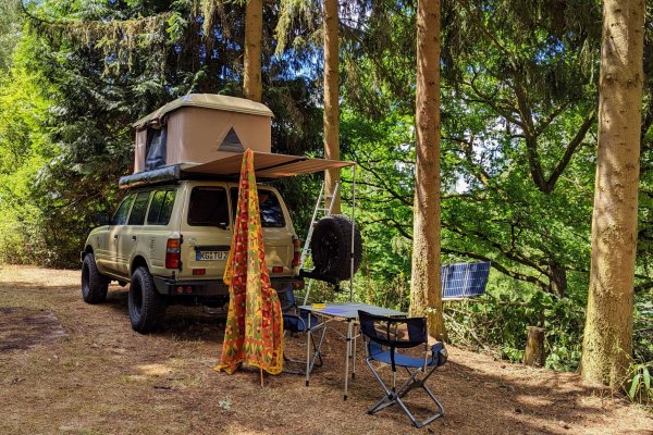 Naturcamp Thulba Waldplätze Camper im Wald